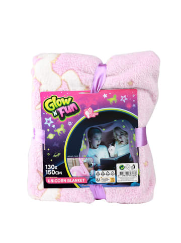 Toi-Toys Fluoreszierende Decke "Einhorn" in Rosa - (L)130 x (B)150 cm