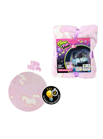 Toi-Toys Fluorescerende deken "Eenhoorn" lichtroze - (L)130 x (B)150 cm