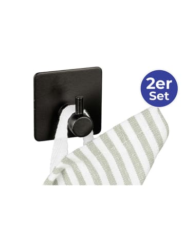 Wenko Haczyki ścienne (2 szt.) w kolorze czarnym - 4,5 x 4,5 x 3 cm