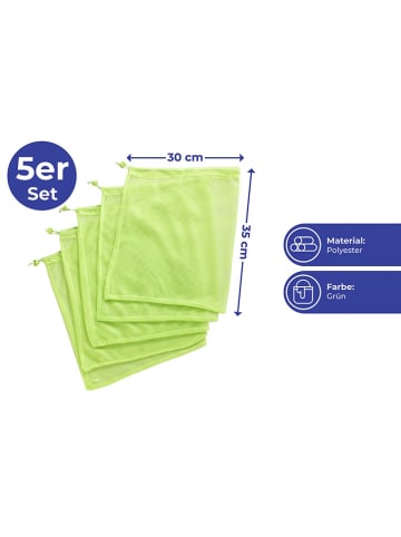Wenko 5-delige set: fruit- en groentezakken groen - (L)35 x (B)30 cm