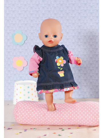 Dolly Moda Ubranko "Dolly Jeans Dress" w kolorze granatowym dla lalek - 12 m+