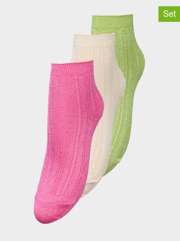 Becksöndergaard 3er-Set: Socken "Glitter Dollie" in Pink/ Creme/ Grün