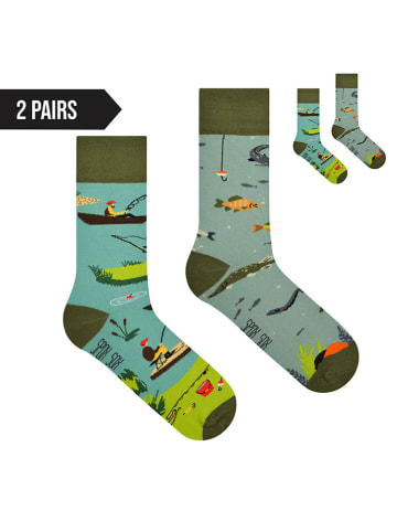 Spox Sox 2er-Set: Socken in Hellblau/ Khaki