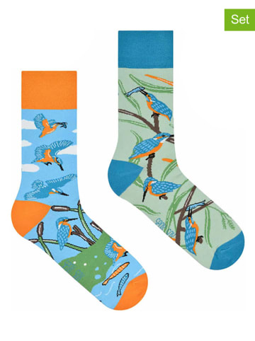 Spox Sox 2er-Set: Socken in Orange/ Hellblau/ Grün