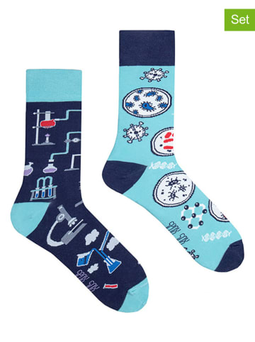 Spox Sox 2er-Set: Socken in Hellblau/ Dunkelblau