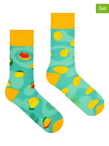 Spox Sox 2er-Set: Socken in Gelb/ Türkis