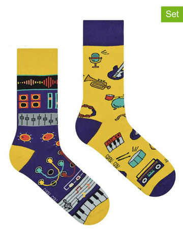 Spox Sox 2er-Set: Socken in Gelb/ Dunkelblau