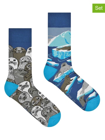 Spox Sox 2er-Set: Socken in Blau/ Grau