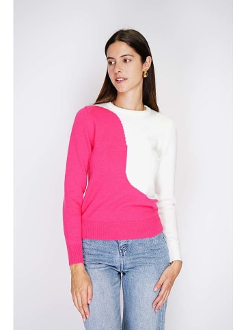 William de Faye Pullover in Pink/ Weiß