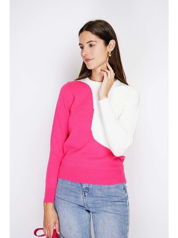 William de Faye Pullover in Pink/ Weiß