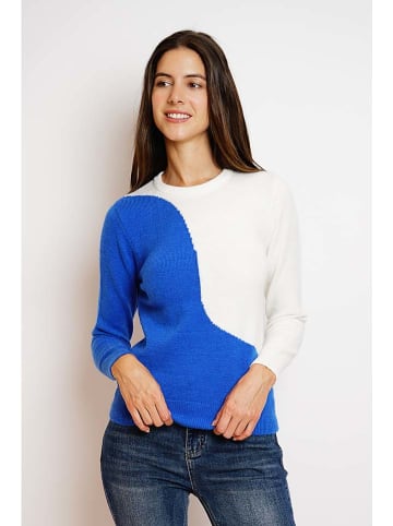 William de Faye Pullover in Blau/ Weiß