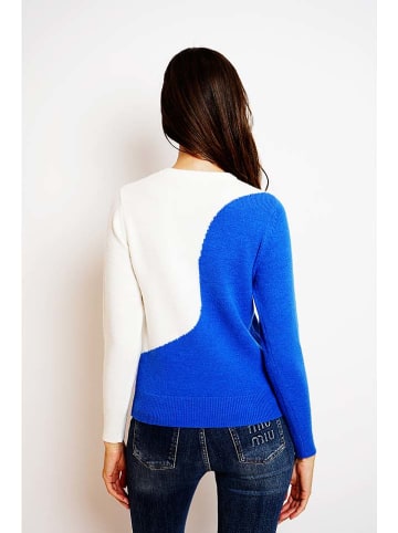 William de Faye Pullover in Blau/ Weiß
