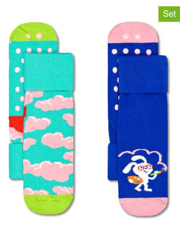 Happy Socks 2er-Set: Socken in Türkis/ Blau