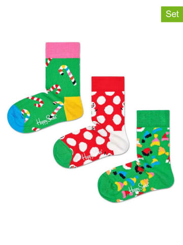 Happy Socks 3-delige geschenkset rood/groen
