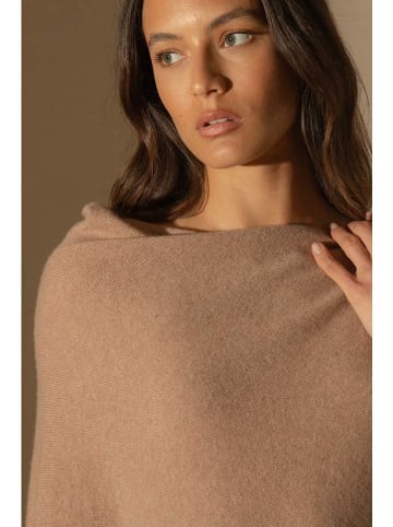 Perfect Cashmere Kaszmirowe ponczo "Tamara" w kolorze jasnobrązowym