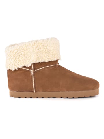 billowy Leder-Winterboots in Cognac