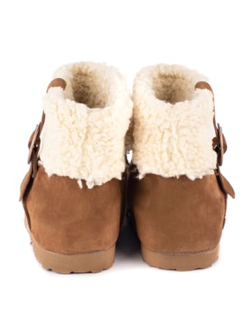 billowy Leder-Winterboots in Cognac