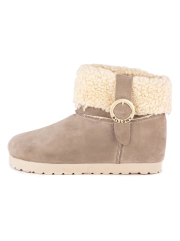 billowy Leder-Winterboots in Beige