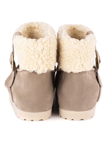 billowy Leder-Winterboots in Beige