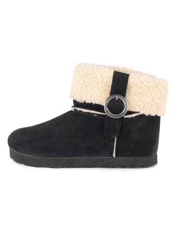 billowy Leder-Winterboots in Schwarz