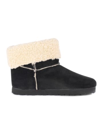 billowy Leder-Winterboots in Schwarz
