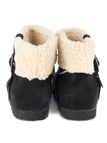 billowy Leder-Winterboots in Schwarz