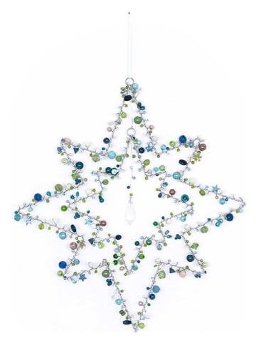 Overbeck and Friends Decoratieve hanger "Nordic" blauw/groen - (B)33 x (H)30 cm