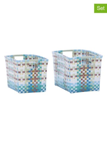 Overbeck and Friends 2er-Set: Körbe "Billie" in Hellblau/ Mint/ Braun 