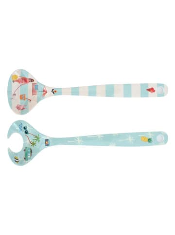 Overbeck and Friends Salatbesteck "Beach Life" in Hellblau/ Weiß - (L)26,5 cm
