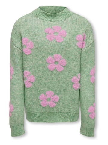 KIDS ONLY Sweter "Naja" w kolorze zielono-jasnoróżowym