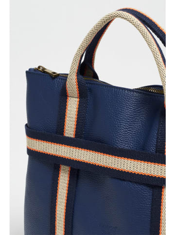 Abaco Leren rugzak "Gao" donkerblauw - (B)37 x (H)37 x (D)9 cm