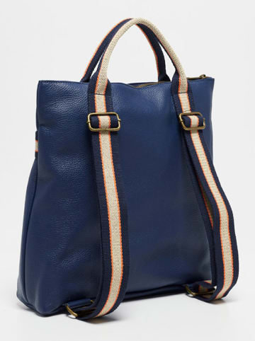 Abaco Leren rugzak "Gao" donkerblauw - (B)37 x (H)37 x (D)9 cm