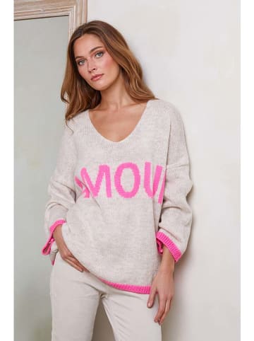 So Cachemire Pullover "Moona" in Beige/ Pink