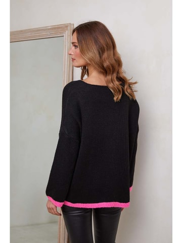 So Cachemire Trui "Moona" zwart/roze