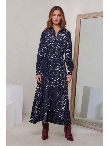 Joséfine Kleid "Valhala" in Dunkelblau/ Weiß