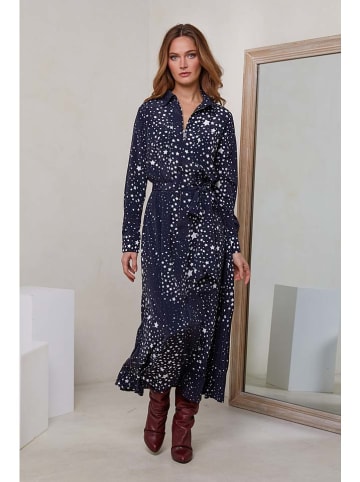 Joséfine Kleid "Valhala" in Dunkelblau/ Weiß