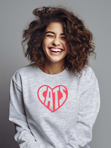 WOOOP Bluza "Heart Cats" w kolorze jasnoszarym