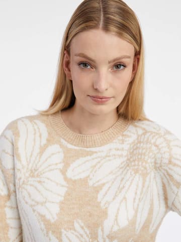 orsay Pullover in Beige/ Weiß