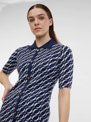 orsay Gebreide jurk donkerblauw/wit