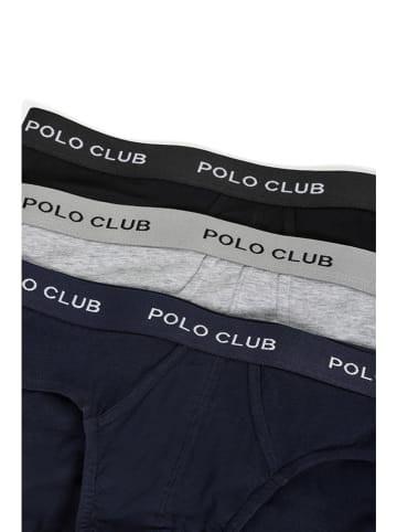Polo Club 3er-Set: Slips in Dunkelblau/ Schwarz/ Grau