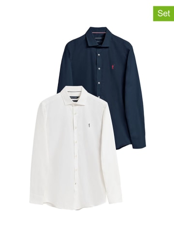 Polo Club Koszule (2 szt.) - Slim fit - w kolorze granatowym i białym