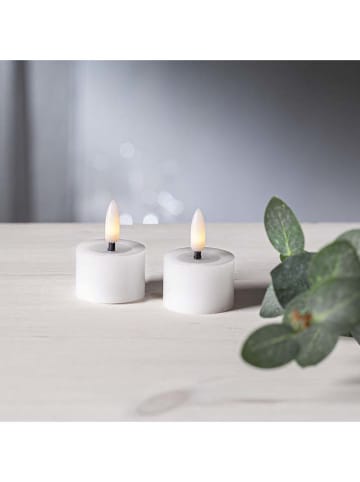 STAR Trading Świece woskowe LED (2 szt.) w kolorze białym - wys. 4 x Ø 5 cm