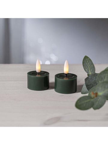 STAR Trading 2-delige set: ledwaskaarsen groen - (H)4 x Ø 5 cm