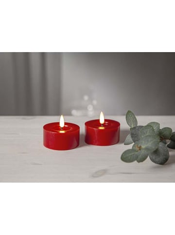 STAR Trading 2er-Set: LED-Wachskerzen in Rot - (H)5,5 x Ø 7 cm