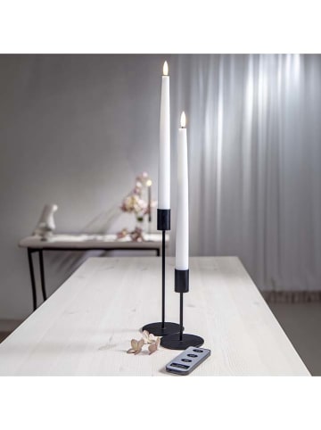 STAR Trading 2er-Set: LED-Wachskerze "Flamme Slim" in Weiß - (H)28,5 x Ø 2,1 cm