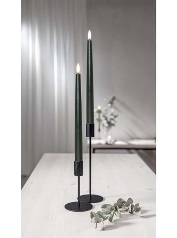 STAR Trading 2-delige set: ledwaskaarsen "Flamme Slim" groen - (H)28,5 x Ø 2,1 cm