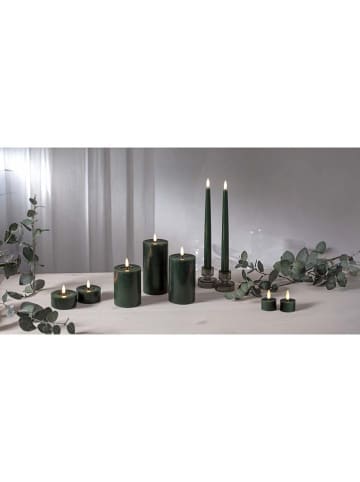 STAR Trading 2er-Set: LED-Wachskerze "Flamme Slim" in Grün - (H)28,5 x Ø 2,1 cm