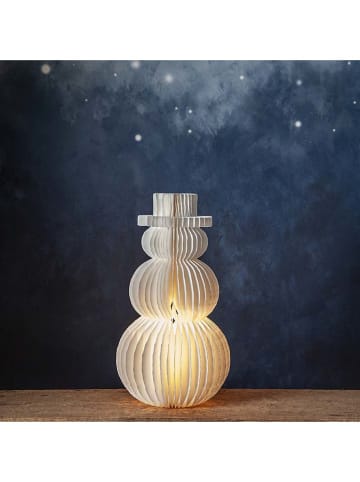 STAR Trading Dekoleuchte "Snowman" in Weiß - (H)50 Ø 22 cm