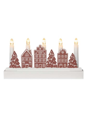 STAR Trading LED-Dekoleuchte "Yuletide" in Weiß/ Braun - (B)28 x (H)14,5 x (T)5 cm