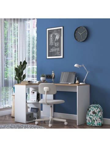 Scandinavia Concept Bureau wit/lichtbruin - (B)120 x (H)74,8 x (D)50 cm